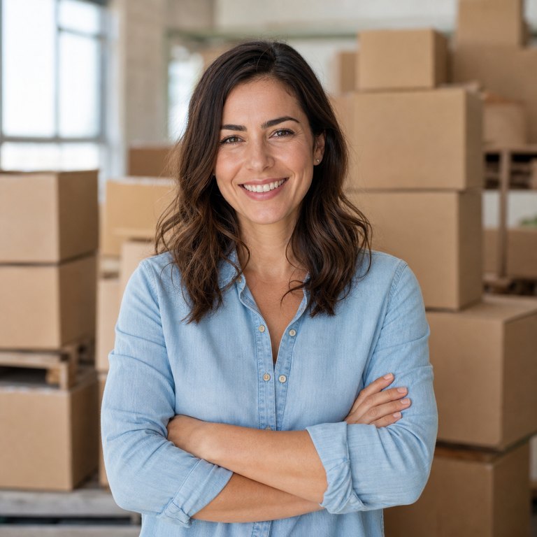 Importatrice dans l'entrepôt de sa PME